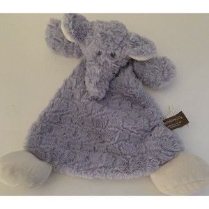 DEMDACO Nat + Jules Elephant Lovey Rattle Security Blanket Ellery Grey RATTLES
